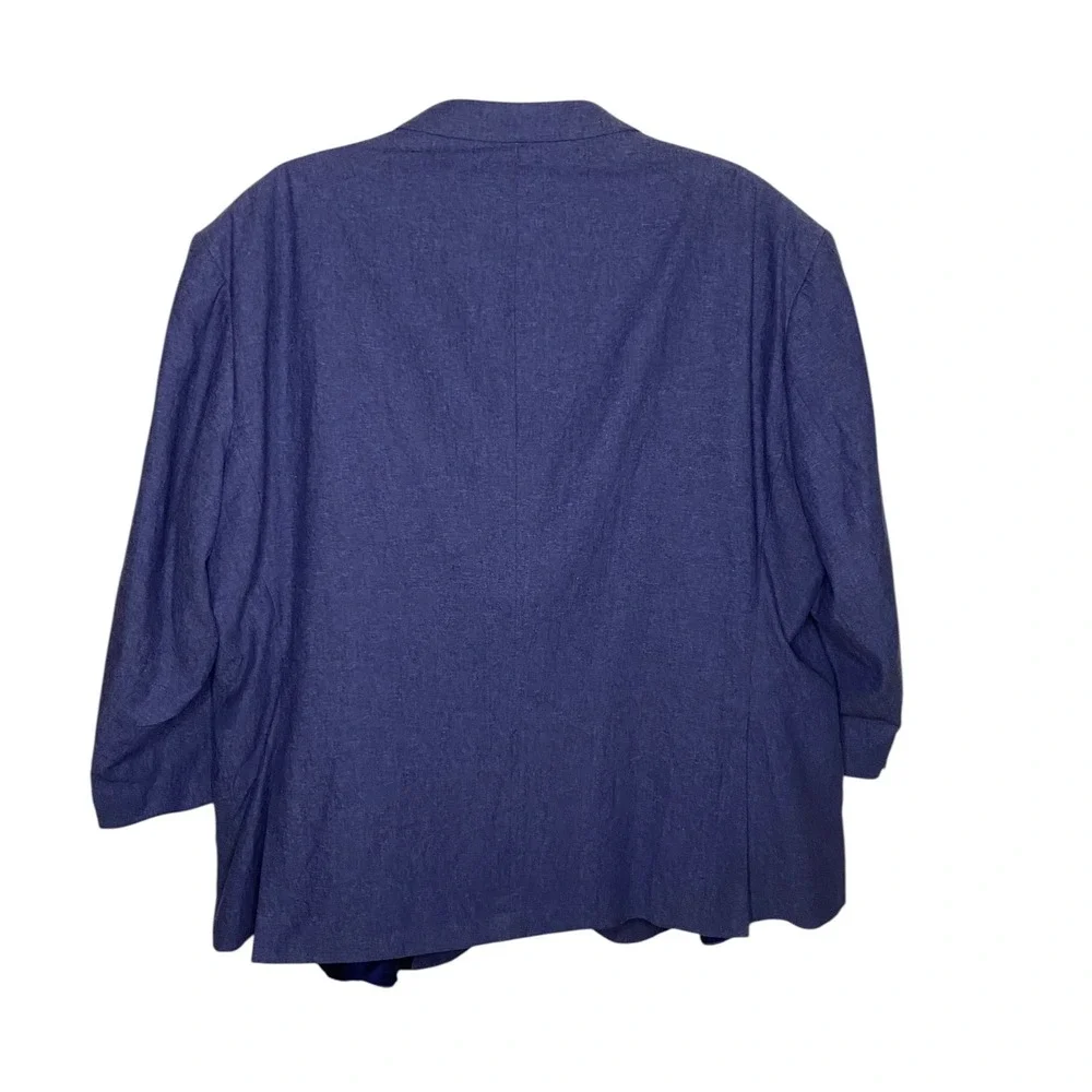 Stafford Big & Tall Mens 58R Blue Linen Cotton 2-Button Summer Sport Coat Blazer